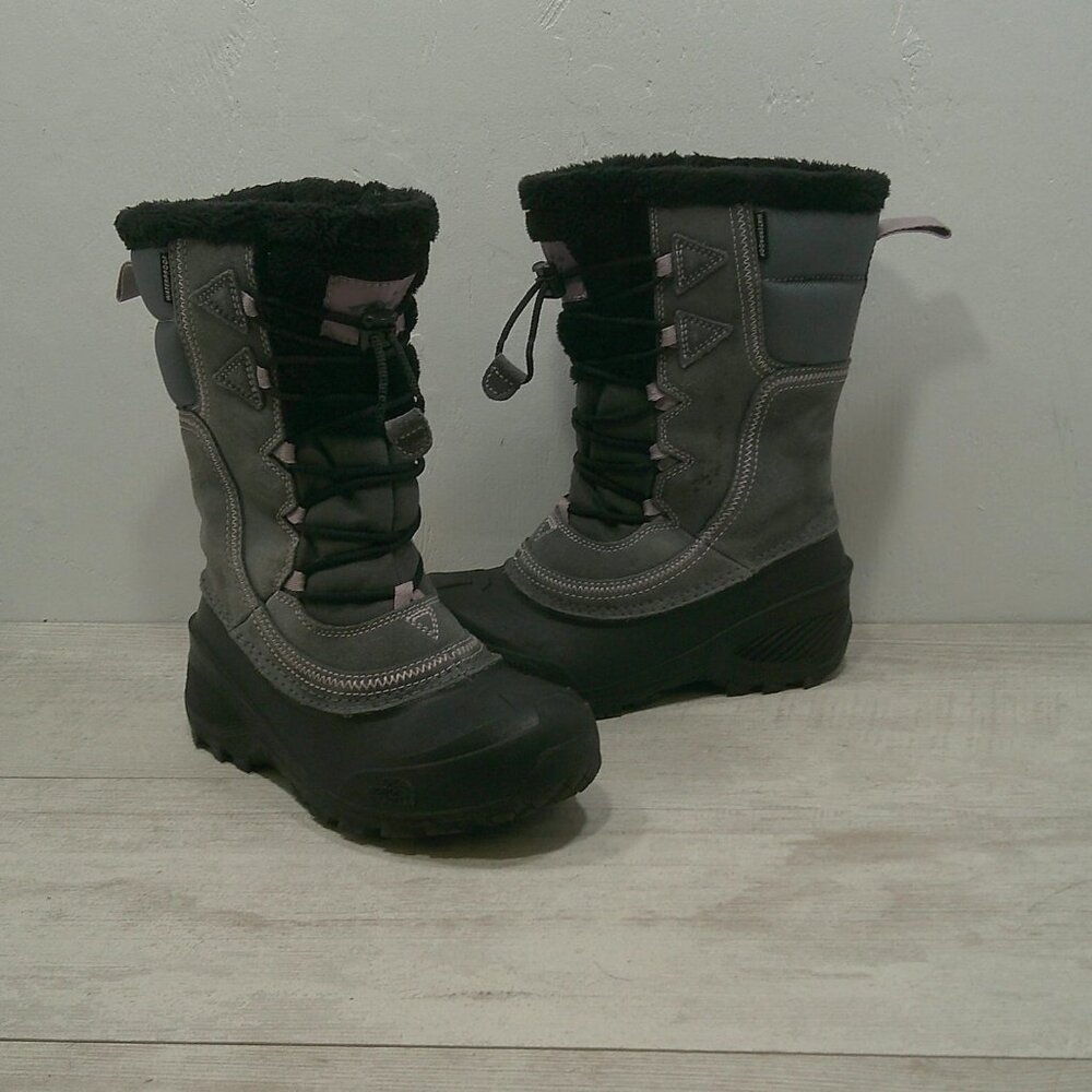 The North Face Shellista Lace up Gray Pink Waterproof Winter Snow Boot Size 3